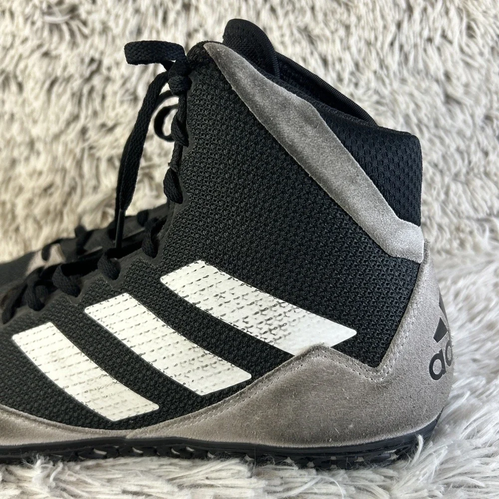 Mens Adidas Mat Wizard Wrestling Shoes Size 11.5 High Top Black‎ White Lace Up